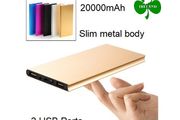 20000mAh Power Bank Charger 2 USB Ports Battery Charging iPhone Samsung Huawei