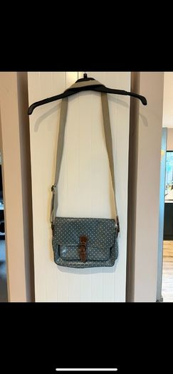 Cath Kidston blue and white polka dot messenger bag
