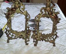 Beautiful Pair of Antique Art Nouveau Beatrice Bronzed Photo Frames Cherub Postage Available or Collection