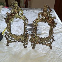 Beautiful Pair of Antique Art Nouveau Beatrice Bronzed Photo Frames Cherub Postage Available or Collection