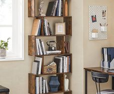 6-Tier Bookcase, 24 x 70 x 191.6 cm, Room Divider, Cube Display Shelf, Freestanding Storage Shelf, Modern Style, for Living room, Bedroom, Office, Rustic Brown
