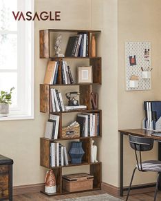 6-Tier Bookcase, 24 x 70 x 191.6 cm, Room Divider, Cube Display Shelf, Freestanding Storage Shelf, Modern Style, for Living room, Bedroom, Office, Rustic Brown