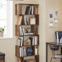 6-Tier Bookcase, 24 x 70 x 191.6 cm, Room Divider, Cube Display Shelf, Freestanding Storage Shelf, Modern Style, for Living room, Bedroom, Office, Rustic Brown