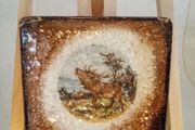 Vintage Hand Painted Enamel on Metal Pin Tray