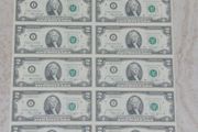 uncut 2 dollar bill sheet