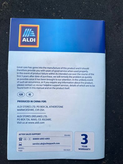 Aldi Ferrex 8" 220 - 240V 50Hz 1200W Table Saw - TS80 91891