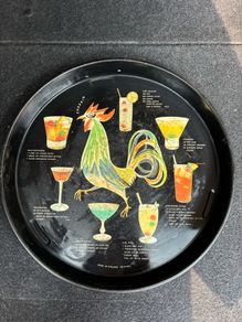 Vintage Serving Tray With Cocktail Recipes