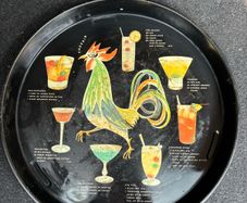 Vintage Serving Tray With Cocktail Recipes