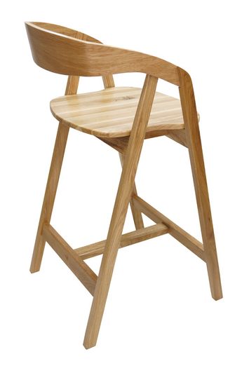 Nordic Oak Embrace Bar Stool with Curved Backrest and Armrests