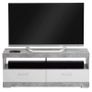 FMD TV/Hi-Fi Stand Concrete Grey and Glossy White Image 4
