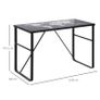 Computer Desk with World Map Printing Tempered Glass Top, Writing Desk for Home Office with Metal Frame, Black Image 3
