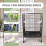 Pets, Bird Cage, , Transport Wheels, Brakes, Top Opening, Removable Tray, 8 Doors, Large Size, 95 x 43 x 61.5 cm, Feeders, Drinks, Rest Hangers Image 3