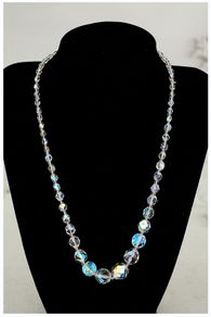 Vintage Aurora Borealis Crystal Bead Necklace Art Deco Bridal Jewellery