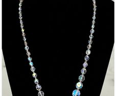 Vintage Aurora Borealis Crystal Bead Necklace Art Deco Bridal Jewellery