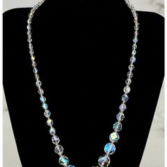 Vintage Aurora Borealis Crystal Bead Necklace Art Deco Bridal Jewellery