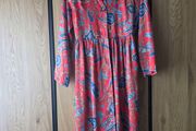 Red/ blue floral midi dress