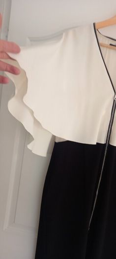 Cream/black dress with cape sleeves (french connection)