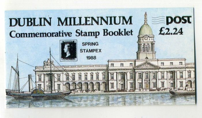 1988 Ireland Dublin Millennium Stamp Booklet overprinted for Spring Stampex in 1988