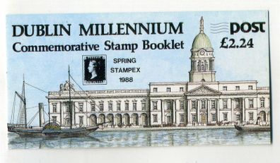 1988 Ireland Dublin Millennium Stamp Booklet overprinted for Spring Stampex in 1988