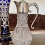 Antique Vintage Silver Plated Crystal Glass Claret Jug Pitcher Image 3