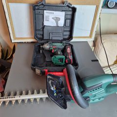 Parkside 20V Cordless Tool Bundle - Impact Wrench & Hedge Trimmer - Includes 1x Battery & Case