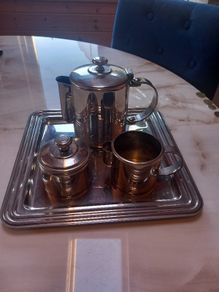 Art Deco tea set in style of designer Luc Lanel, lovely condition, D18 post 8e