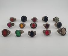 15 Boho Antique Rings Mixed Brass, Glass & Stone Designs