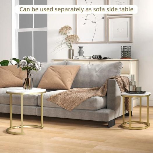 Marble-Effect Nesting Tables Set
