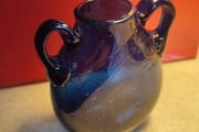 Tow Handles Small Blue Glass Vase