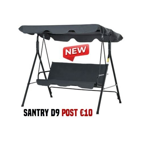 3 Seater Garden Swing Chair Seat with Canopy Grey