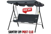 3 Seater Garden Swing Chair Seat with Canopy Grey