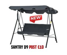 3 Seater Garden Swing Chair Seat with Canopy Grey