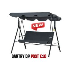 3 Seater Garden Swing Chair Seat with Canopy Grey