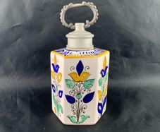 Vintage Haban Style Art Pottery Hand Painted Medicinal Jar