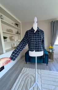 Girls Long Sleeved Blue Checkered Shirt from Primark
