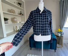 Girls Long Sleeved Blue Checkered Shirt from Primark