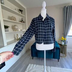 Girls Long Sleeved Blue Checkered Shirt from Primark