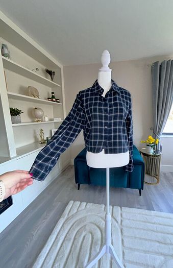Girls Long Sleeved Blue Checkered Shirt from Primark