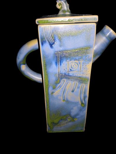 Unique handmade glazed pottery teapot