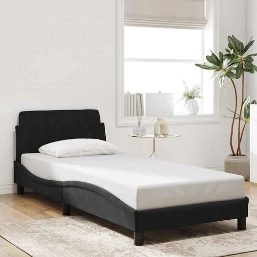 Bed Frame "Dover" Black 90x190 cm Single Velvet