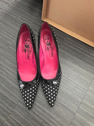Vintage Unworn Red or Dead Polka Dot Heels & Clutch