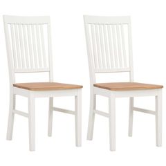 Dining Chairs 2 pcs White Solid Oak Wood
