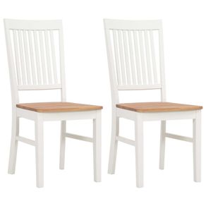 Dining Chairs 2 pcs White Solid Oak Wood