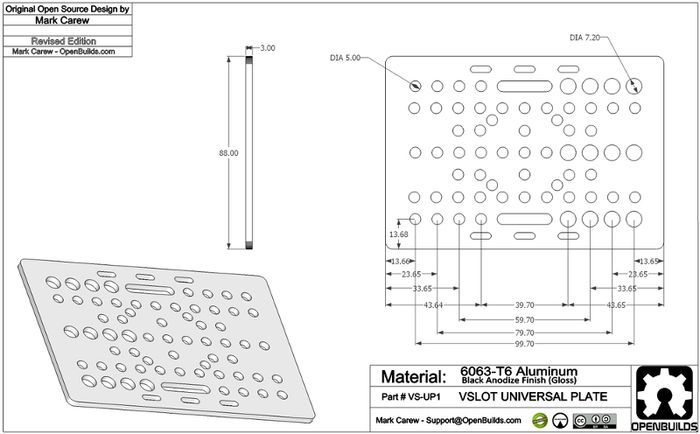 V Slot Universal Gantry Plate