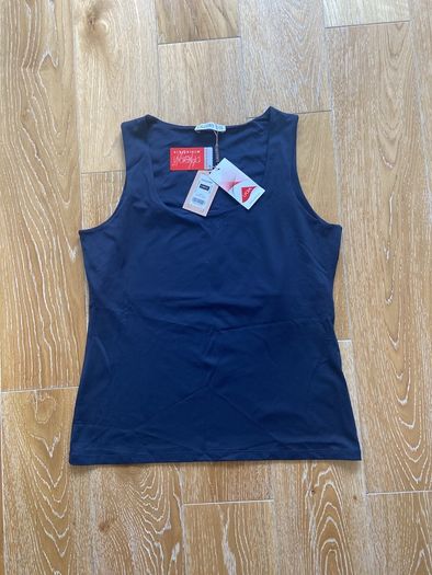 Brand New Ladies Navy Lycra Vest Top Size Large