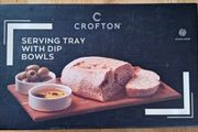 Crofton Acacia Serving Tray with Dip Bowls