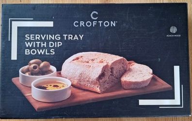 Crofton Acacia Serving Tray with Dip Bowls