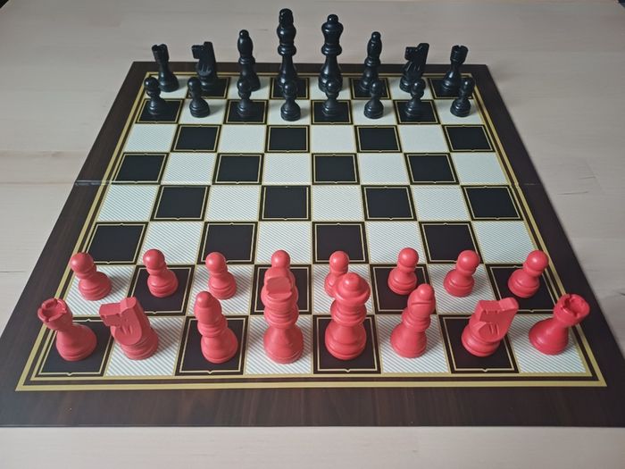 Games Room Chess Checkers Board Game Box Set Red & Black Edition OOP
