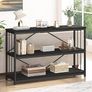 Black Sofa Table, Modern Metal Wood Entryway Console Table, Industrial 3 Tier Foyer Hallway Tables Behind Couch for Living Room, Black Oak,120cm Image 3