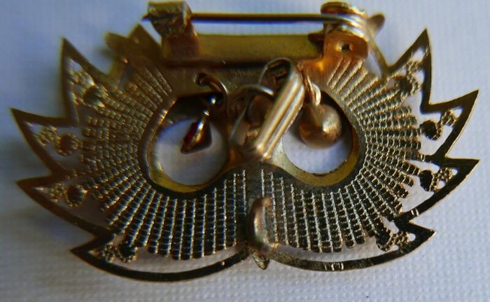 Vintage Owl with Glass Eyes, Pendant or Brooch